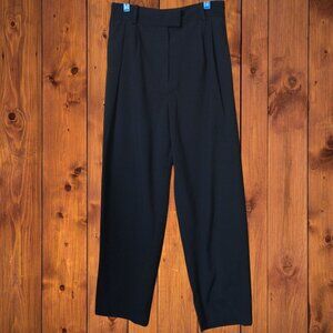 H&M Women's Size 8 Black Straight Leg Pleated  Dress Pants Partial Elastic Waist